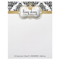 311 Ciao Bella & Lovey Dovey Damask Black WHite Personalized Letterhead