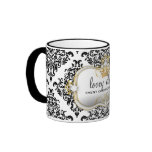 311 Ciao Bella Lovey Dovey Damask Black White Coffee Mug
