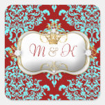 311 Ciao Bella & Lovey Dovey Damask Red Turquiose Sticker
