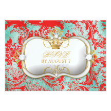 311 Ciao Bella Turquoise Rouge Vintage Chic RSVP Personalized Announcements