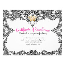 311 Crowning Certificate in Black Lace Letterhead