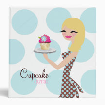 311 Cupcake Cutie Blonde Wavy Aqua & Brown Light 3 Ring Binder