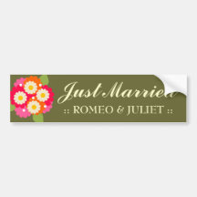 311-CUSTOMIZABLE JUST MARRIED BUMPER STICKERS
