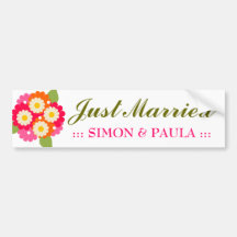 311-CUSTOMIZABLE JUST MARRIED BUMPER STICKERS