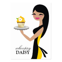 311 Daisy the Cupcake Cutie Long Black Hair Yellow Business Card Templates