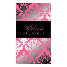 311-Damask Shimmer Hibiscus Business Card Template