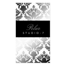 311-Damask Shimmer Polar Bear Business Cards