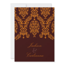 311 Dashing Damask Fresh Orange 5.5x7.5 Personalized Announcement