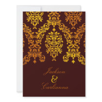 311 Dashing Damask Fresh Orange Yellow 5.5x7.5 Personalized Invites