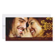 311 Dashing Damask Fresh Orange Yellow Save Date Photo Cards
