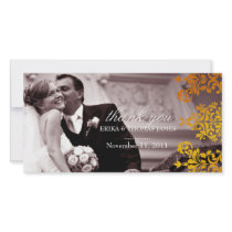 311 Dashing Damask | Fresh Orange Yellow Thank You Photo Card Template