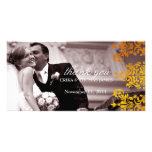 311 Dashing Damask | Fresh Orange Yellow Thank You Photo Card Template