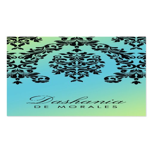 311-Dashing Damask | Turquoise Lime Business Card Templates