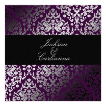 311-Dazzling Damask Blackberry Personalized Invitation