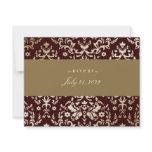 311-Dazzling Damask Gold Ivory Chocolate Personalized Announcement