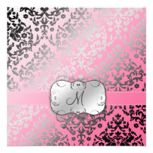 311-Dazzling Damask | Pink Flamingo Personalized Invitation