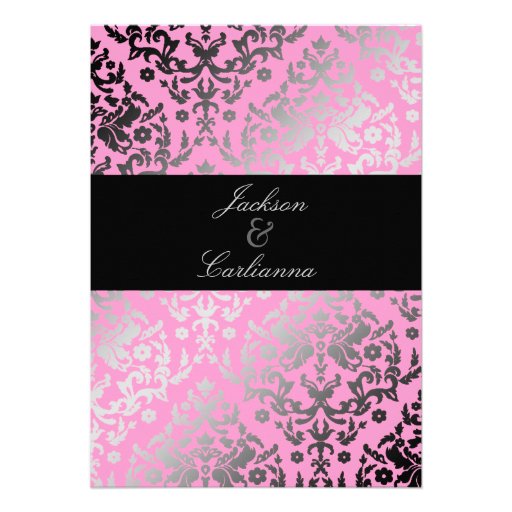 311-Dazzling Damask Pink Flamingo Invite