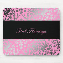 311-Dazzling Damask Pink Flamingo Mouse Pad