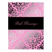 311-Dazzling Damask Pink Flamingo Postcard