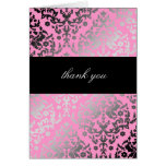311-Dazzling Damask Thank You Pink Flamingo Greeting Cards