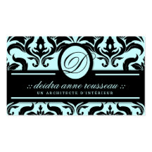 311-Deidra Damask Sky Monogram Business Cards
