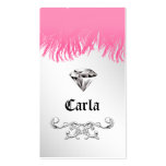 311-Diamond Luxe | Pink Feathers | Silver Backgrou Business Cards
