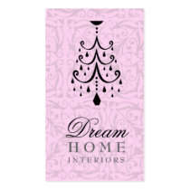 311-DREAM HOME PINK BLACK CHANDELIER BUSINESS CARD TEMPLATE
