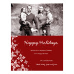 311-Falling Snow | Red Christmas Photo Card Custom Announcement