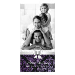 311-Family Christmas Damask Photo Card Silver Bow