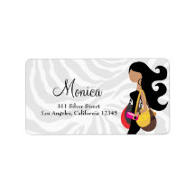 311 Fashionista Brunette Zebra Address Labels