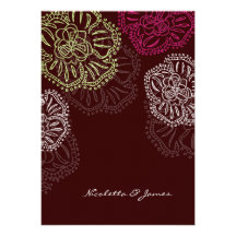 311-Floral Flatter Invitation | Chocolate