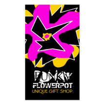 311-FUNKY FLOWER | BLACK BUSINESS CARD TEMPLATE