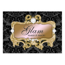 311 Glam Crazy Pink Gold Damask Business Card Templates