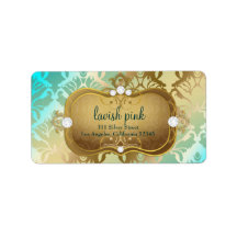 311 Glamourous Golden Ocean Damask Personalized Address Label