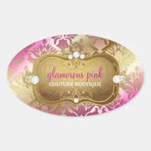 311 Glamourous Golden Pink Damask Sticker
