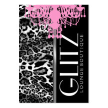 311-Glitz Boutique - Pink Chandelier Leopard Business Card Template