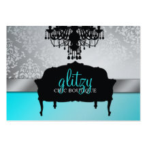311 Glitzy Chic Boutique - Turquoise Metallic Business Card Templates