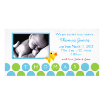 311-GOLD FINZ BABY BOY ANNOUNCEMENT 2 PHOTO CARD
