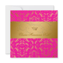 311-Golden diVine Passion Pink Sweet 16 Custom Invitations