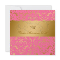 311-Golden diVine Strawberry Brulee Sweet 16 Personalized Invites