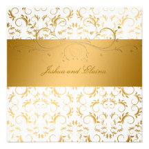 311-Golden diVine White Delight  5.25 x 5.25 Custom Invitations