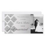 311-Grey Damask Just Married Photo Card