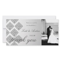 311-Grey Damask Thank You Photo Card