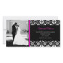 311-HOT PINK DAMASK WEDDING PHOTO CARD