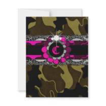 311-Hott Pink Camo Sweet Sixteen Invitation