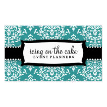 311 Icing on the Cake Teal - White Damask Business Cards