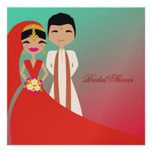 311-Indian Beauty | Bridal Shower Turquoise Dream Custom Invitations