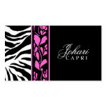 311-Johari Hott Pink Zebra & Flower Business Card Templates