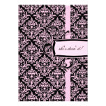311-Julianna Pink Liquorice Damask Personalized Invitations