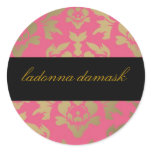 311 Ladonna Damask Pink Round Sticker